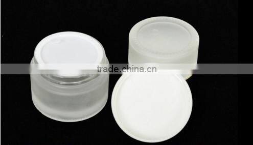 30g empty cylinder transparent facial cream cosmetic glass jar/salve oil cream jar with shiny gold/sliver aluminum screw lid