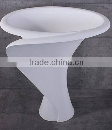 Good Quality solid surface bathroom Freestanding Pedestal Wash Basin, artificial stone pedestal wash basin