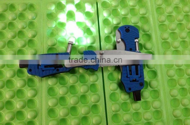 OEM blue outdoor multi knife with LED flashlight