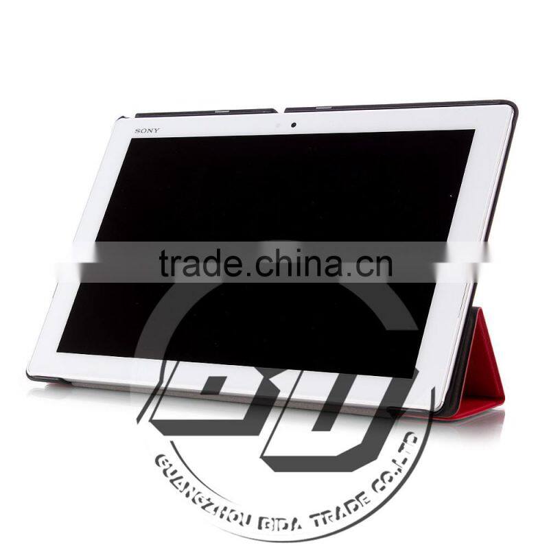 Manufacturer Wholesale Professional Three Folding Stand PU Leather Tablet Case For Sony Xperia Z4 Tablet lowest price