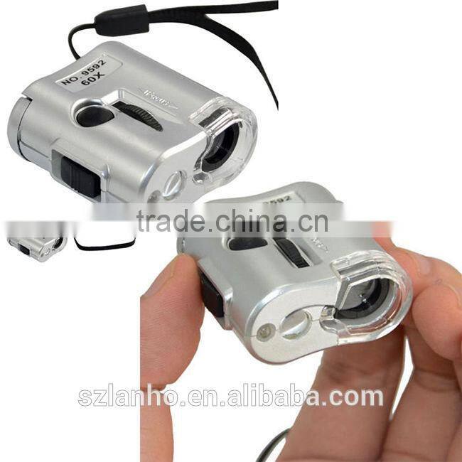 60X Microscope Loupe Lens Illuminated Magnifier UV LED Glass Mini Magnifying