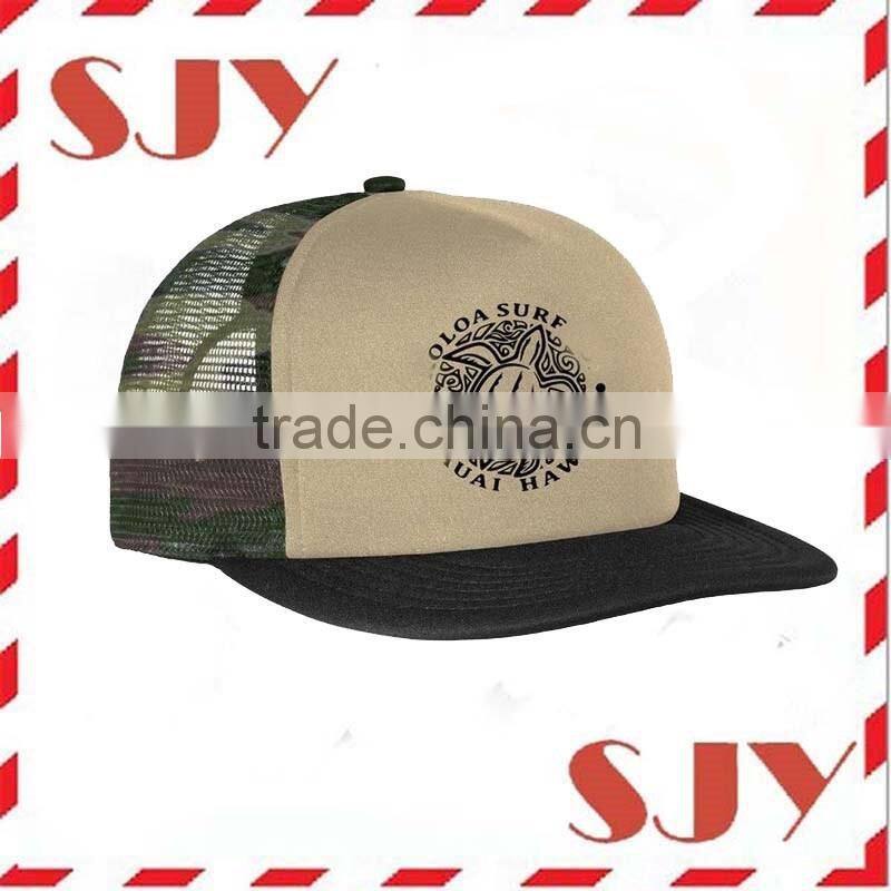 2016 new arrival flat brim custom camo mesh snapback hats