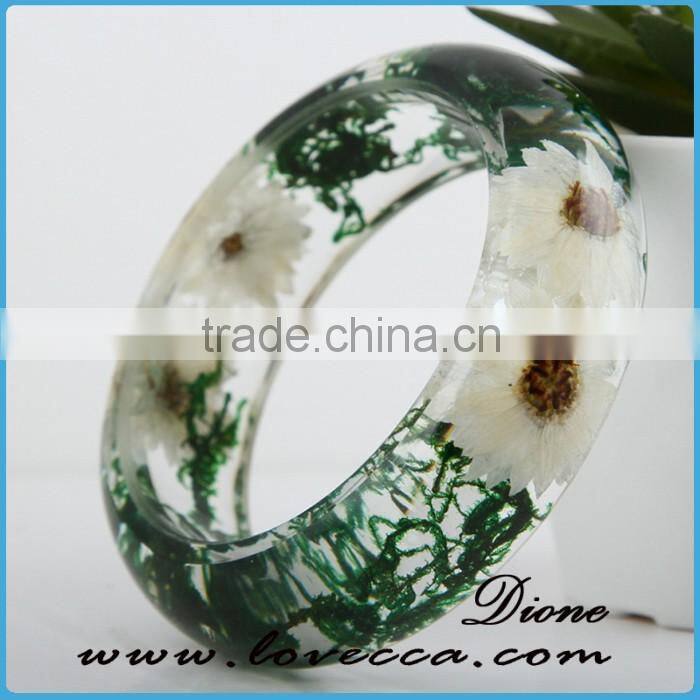 DIY Fashion chunky resin bangle with real flower inside
