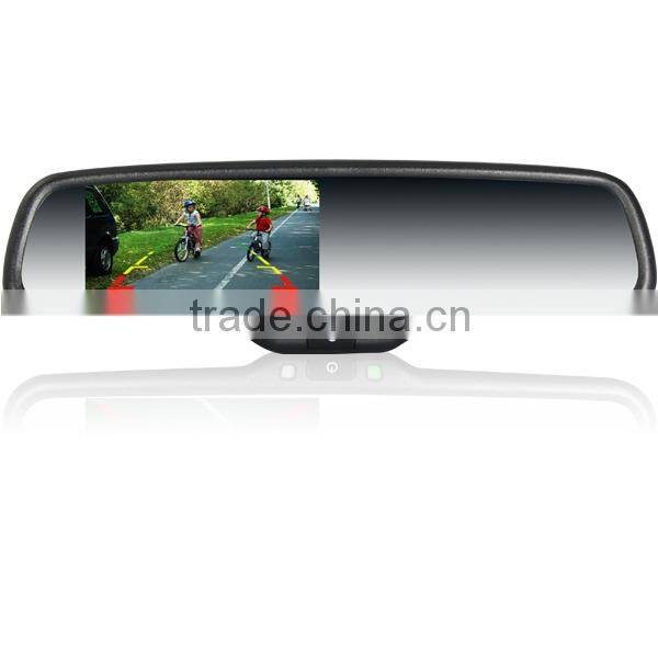 car rearview mirror monitor with OEM parking sensor 4 replaceable radar detectors and backup camera display