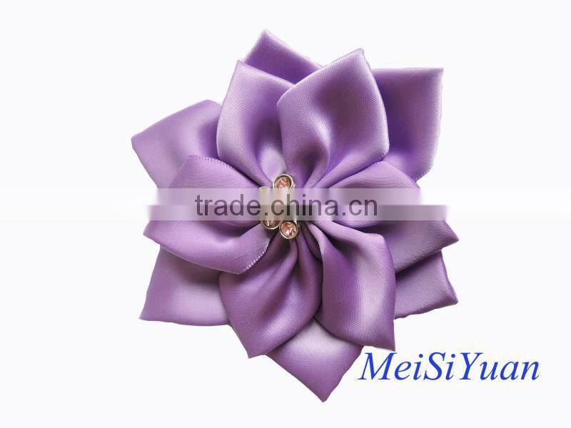 Handmade satin ribbon rose flower DIY craft wedding dress flower appliques/sequin appliques/satin flower