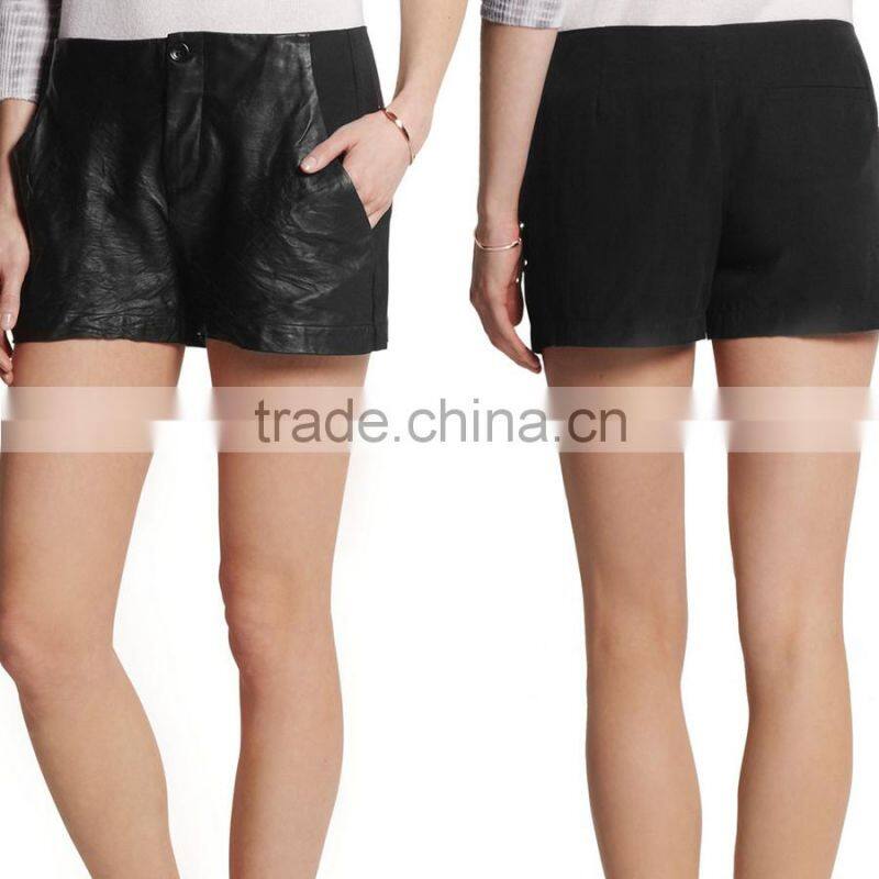 2014 Summer hot sale young ladies and women sexy shot pants party girls black leather hot shorts