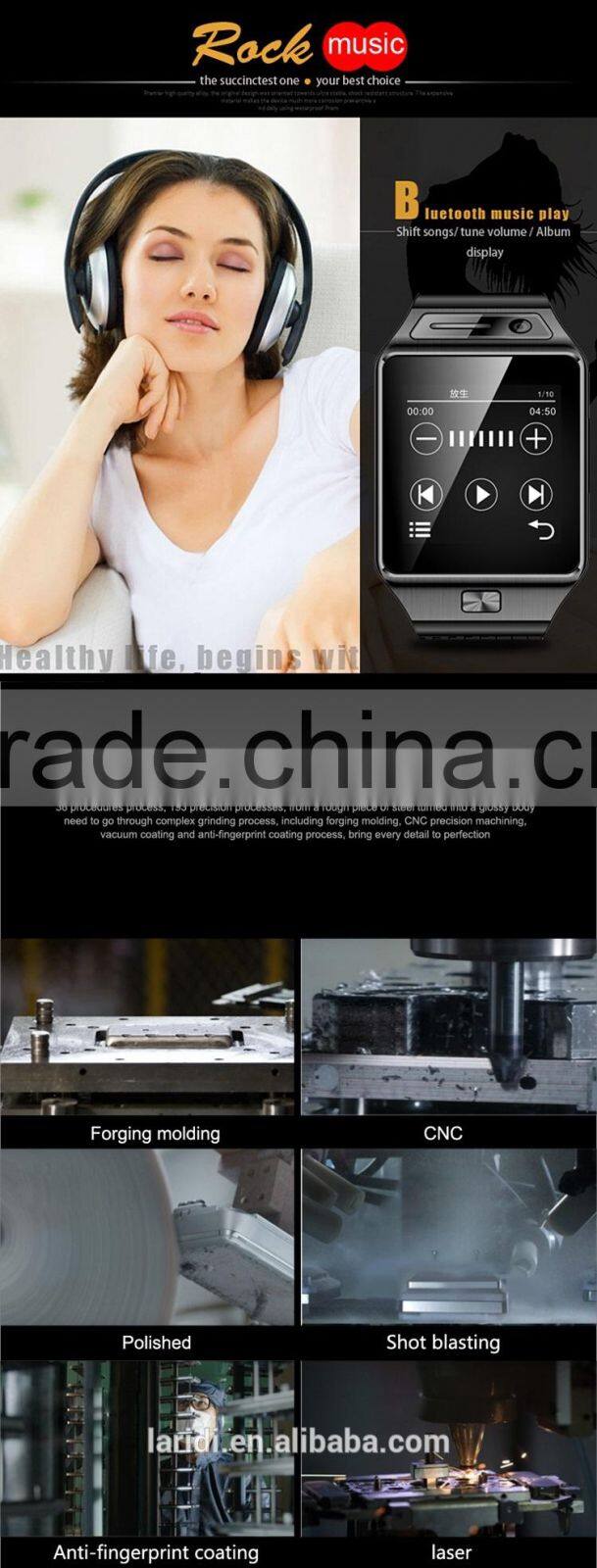 2015 new low price of smart watch phone GV08S support SIM or SD card for android phone