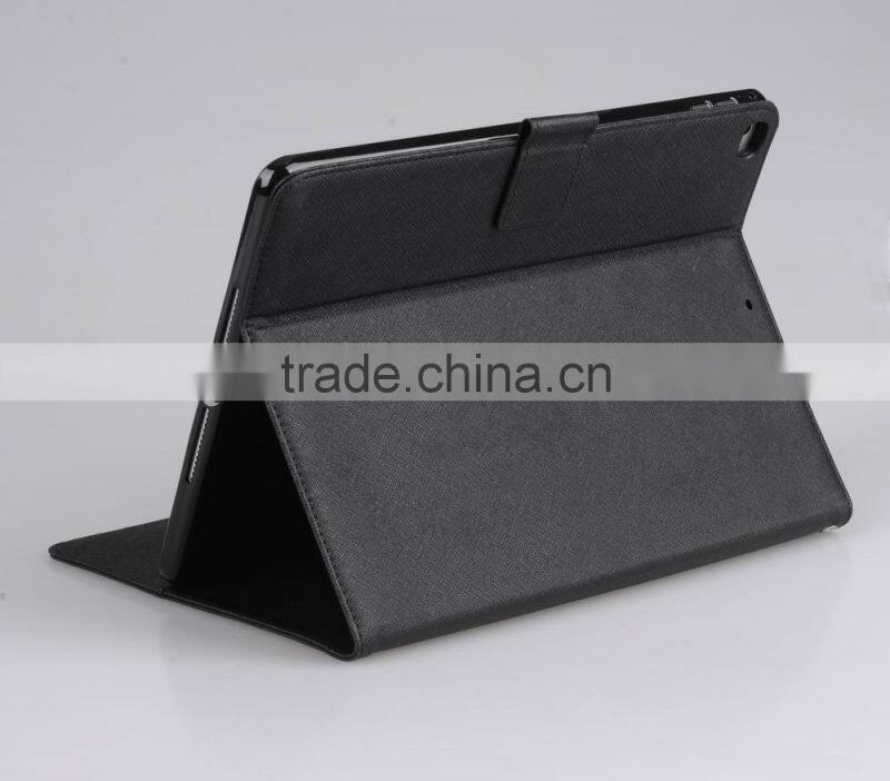 Ultra Slim PU leather case for Apple iPad 6 (with sleep mode function) - Black Cross pattern