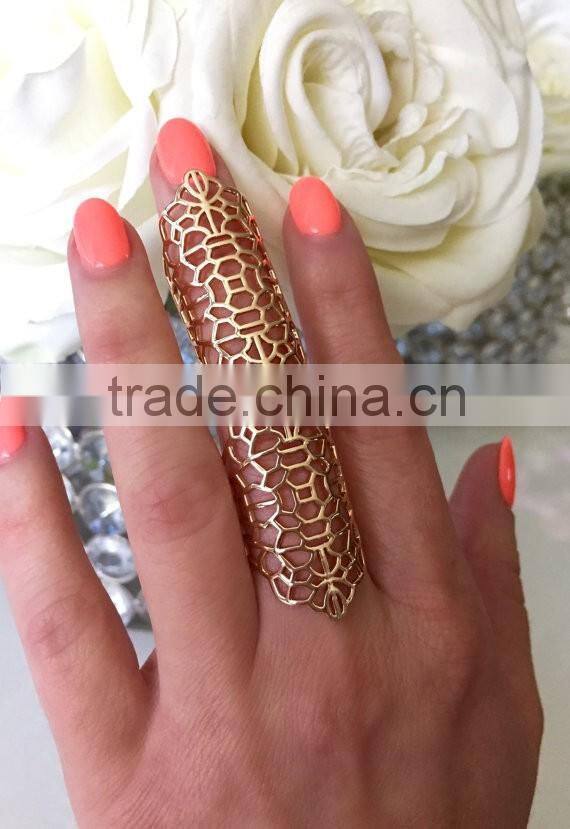 Full Finger Statement Ring Adjustable Armor Rose gold Cockta Ring Birthday Christmas Gift