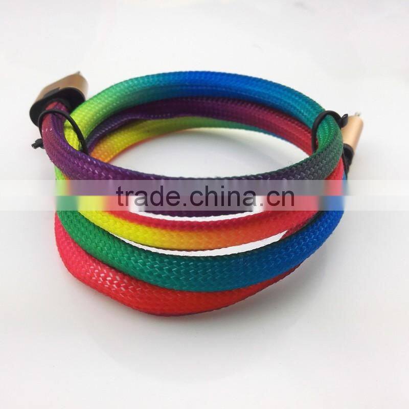 Visible flash light LED usb cable shoelace 2 in 1 charging cable for iphone charger