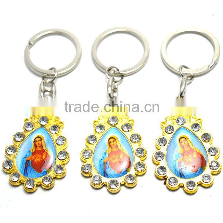 key chain ring,catholism key chain with rhinestone ,catholic key chain rosary