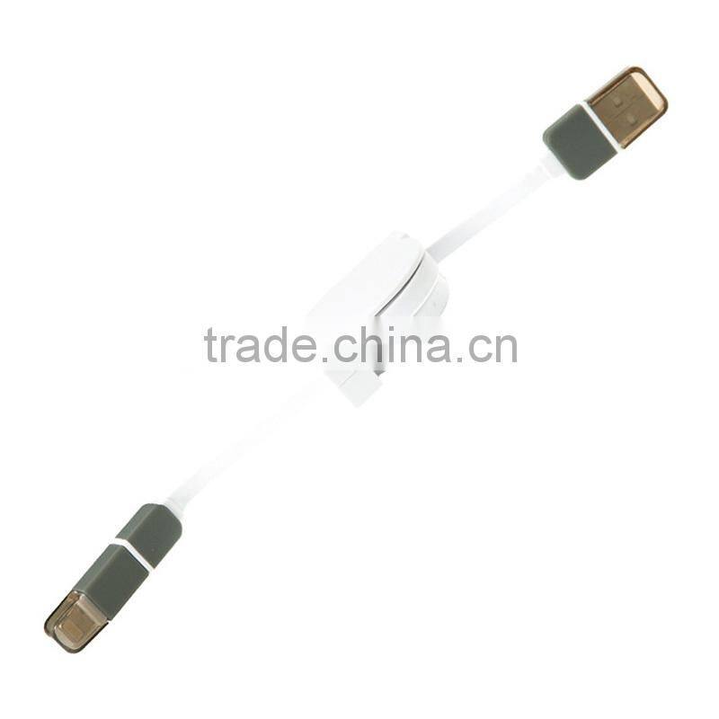2 in 1 Best Selling High Speed retractable cord reel micro usb charging data cable made in china