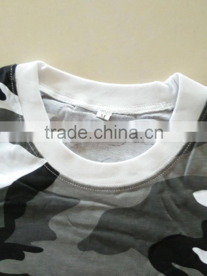 OEM 60% cotton 40% polyester jersey grey camouflage military plain T shirt