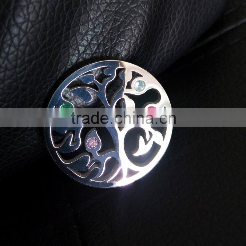 Beautiful stainless steel inlay zircon tree of life pendant