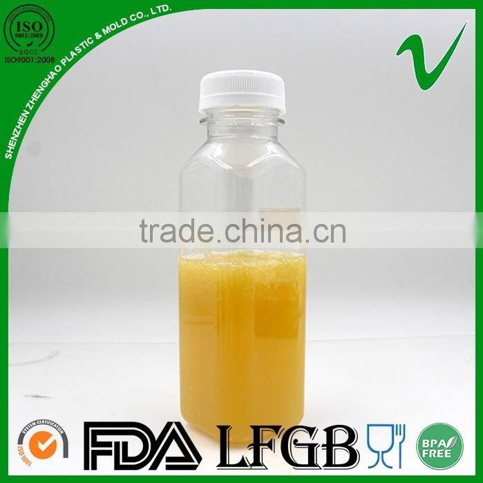 PET clear square 325ml plastic bottle for beverage