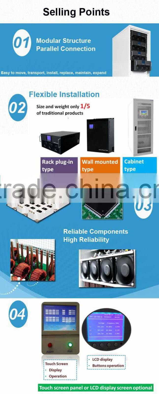 400V 50A 100A 150A Modular Parallel IGBT Based Wall Mounted Type Active Power Harmonic Filter