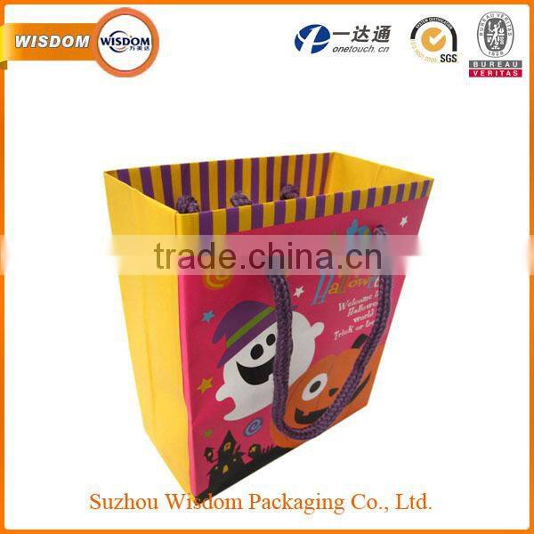 wholesale luxury paper shopping bag with ribbon handle