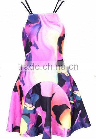 Multicolor Colorful Condole Belt Cross Back Square Neck Dress summer dresses for women