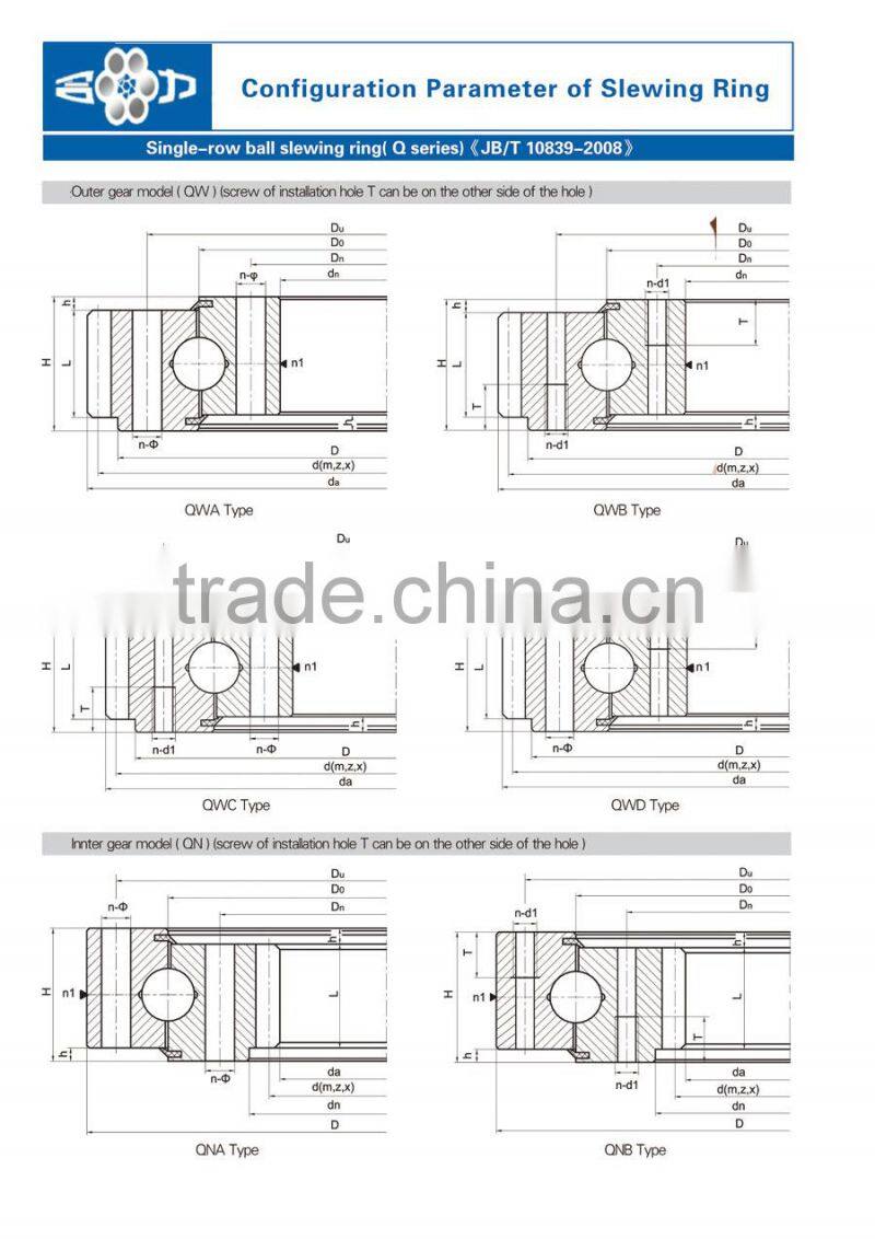 42 CrMo Three row cylindrical roller slewing bearing for port machinery