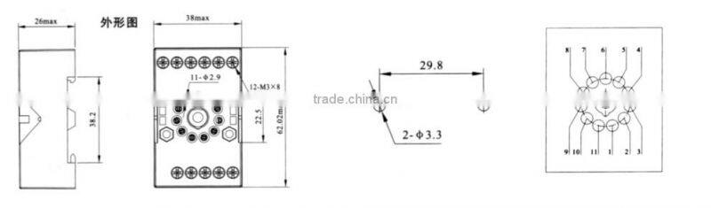 HEIGHT Hot Sale MX78750 Relay Socket /11 pin Relay Socket/Socket for relay with High Quality Factory Price