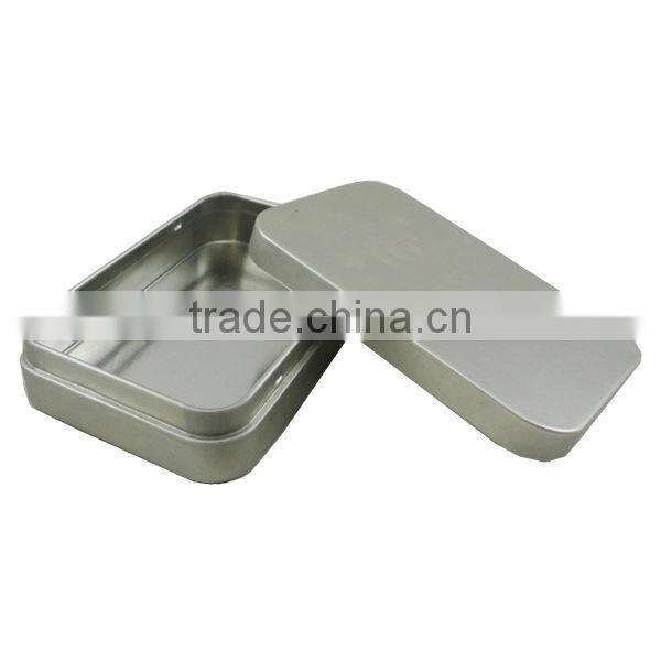 silvery rectangular tea can
