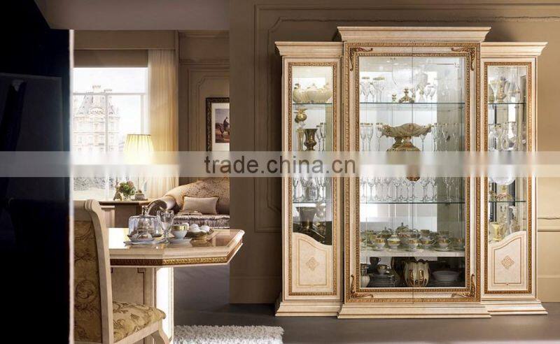 European Palace Home Two Door Display Cabinet/Wine Cabinet/Gold Color Dining Room Sets(MOQ=1 SET)