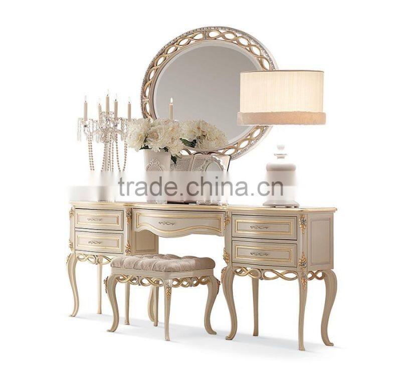 Royal Bedroom Dressing Table with Mirror, Luxury Dresser