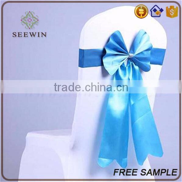 Korean style chair satin bow tie for wedding chair deco