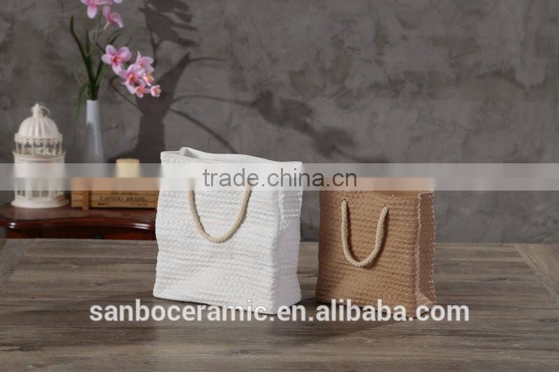 2016 newest Funny bag shaped stoneware type for garden decoration flower pot/flower plants