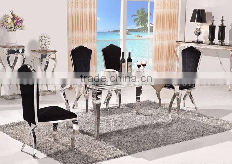 dining room furniture marble stainless steel dining table for 6 people