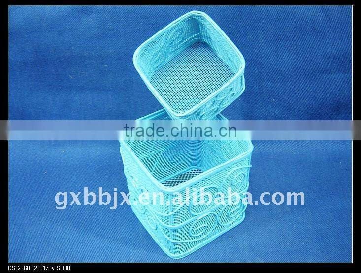 Square blue wire storage pen stand basket crafts