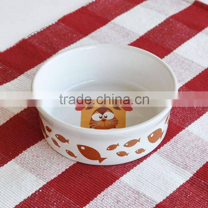 Pretty Round Decaled Cat Bowl