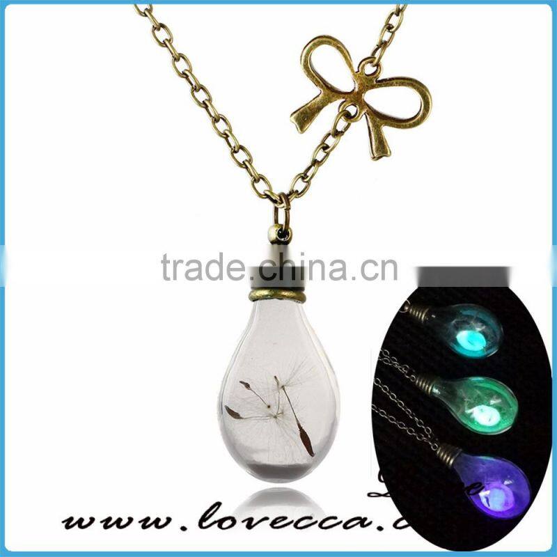 Luminous glass anchor necklace jewelry cheap jewelry glow in the dark