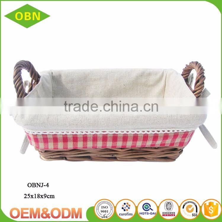 Custom China best sales handmade fabric lining cheap wicker bread baskets for supermarket display