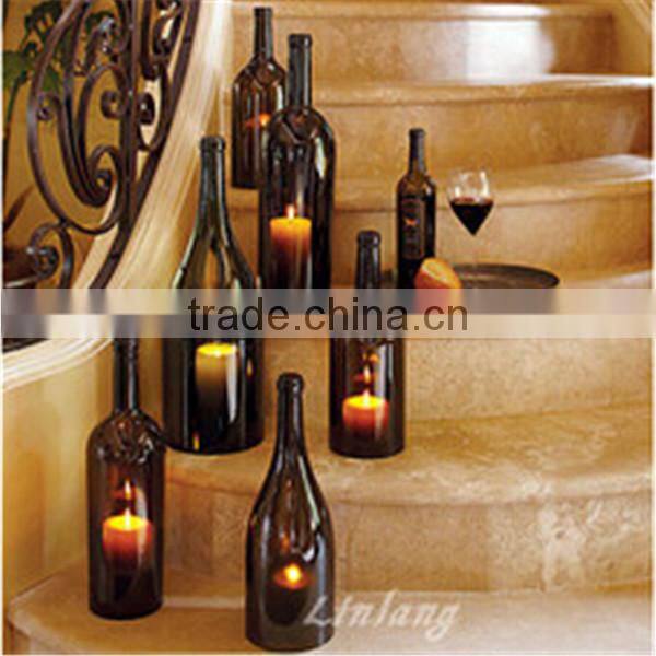 dark green bottles cutted glass candle lanterns