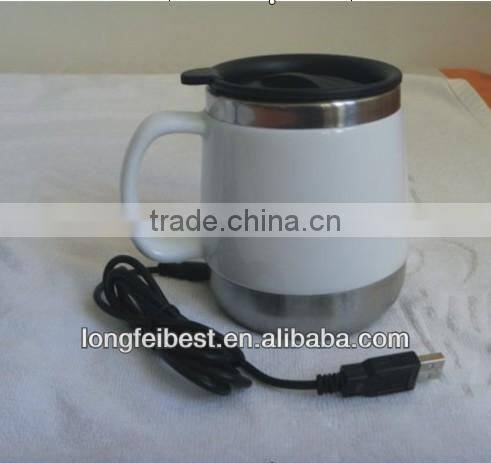 Electric auto heater coffe mug, stainless steel electric mug