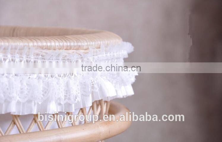 Bisini new arrival nature rattan color new born baby bed, white lace wicker baby crib - BF07-70352