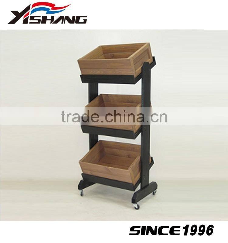 Custom 3 tiers wooden floor standing store candy display