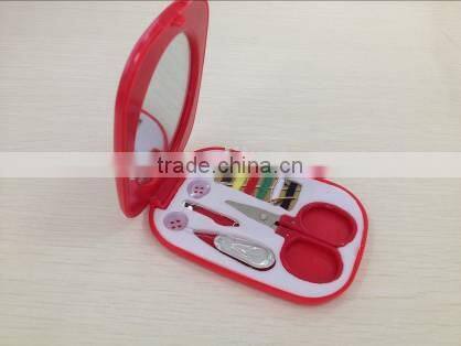 2015 New Design Plastic Needlework tool set Essential Sewing Tools Box Set With Mirror