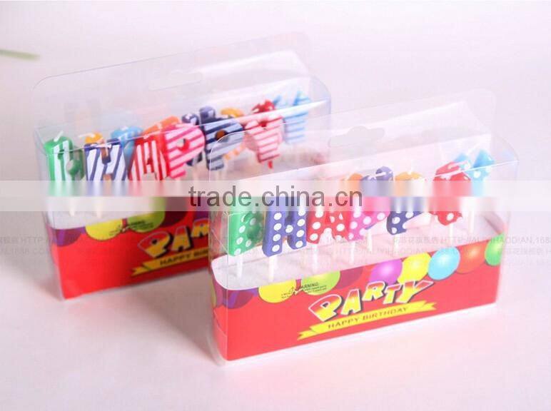 Point and Stripe Coloured English Character Shape Happy Birthday Candle