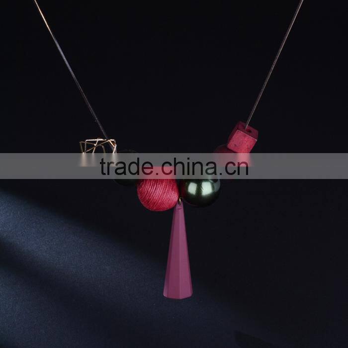 fashion horseshoe strip pendant long necklace square hoop large bead on chain necklace autumn winter long sweater necklace