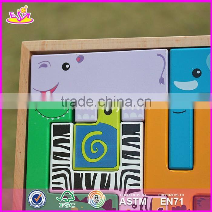 2017 New design animals shape children educational toy wooden best jigsaw puzzles W14A109