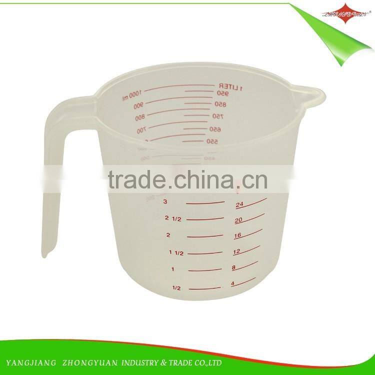 ZY-L1046 food grade 1000ml plastic measuring cup with handle