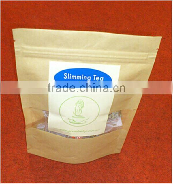 slimming tea with resealable kraft paper bag/stand up tea bags