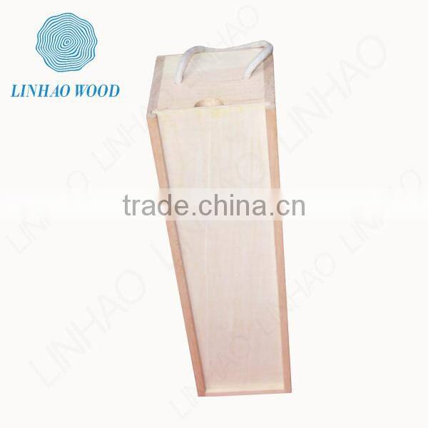 natural & burlywood wooden wine box with sliding lid