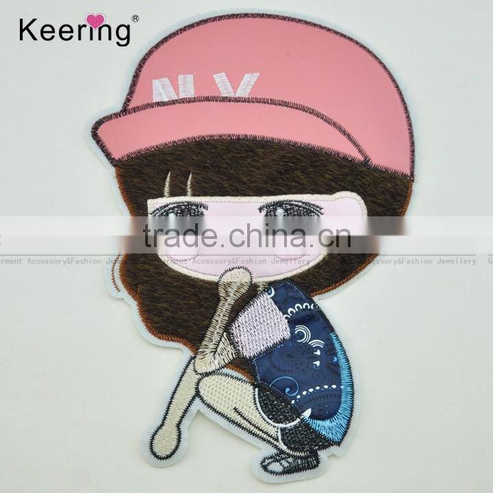 Pretty girl custom embroidery textile patches for garment accessory