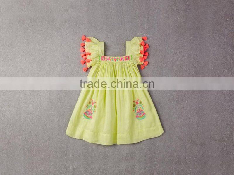 New fashion kids clothing designer one piece dress bule plaid children princess summer dress