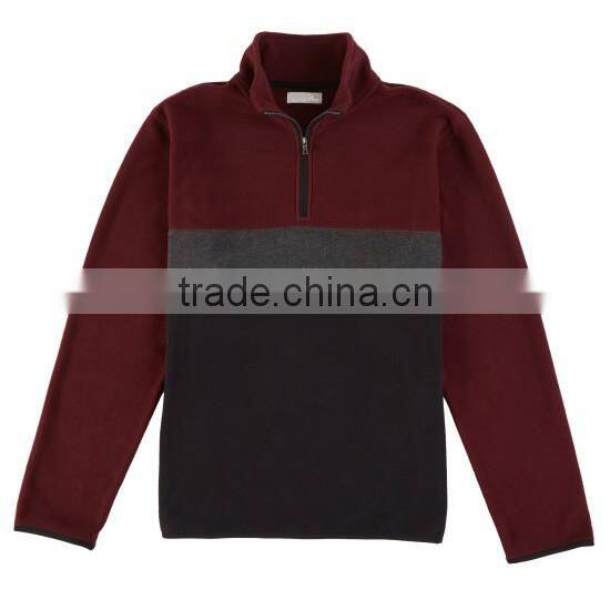 korea style slim fit quarter zip polo collar 100% polyester polar fleece mens sweatshirt