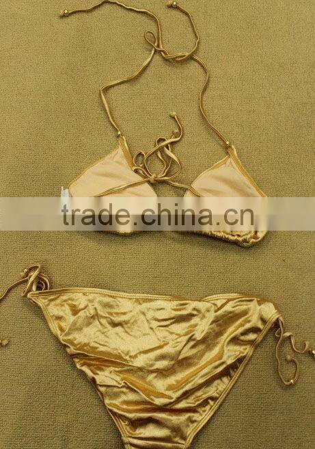 Fashion design baby girls swimwear kids gold bikini two pieces swimwear swimsuits/little girls swimsuits