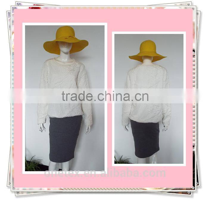 Ladies' jacquard fabric O-neck sweatshirt